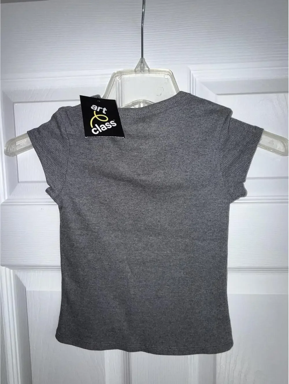 Art & Glass Kids Gray Ribbed Short‑Sleeve Tee – Size M (Kids), NWT - Picture 2 of 3